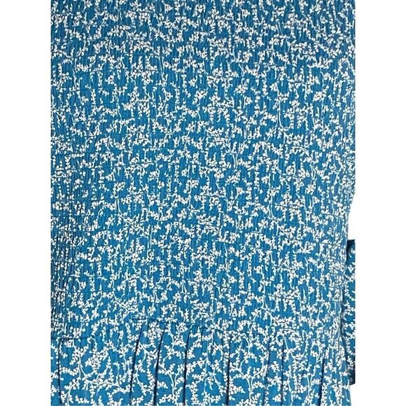 Matilda Jane Womens Blue Gray Floral Ruffle Neck Audra Smocked Dress Large NWT - Picture 2 of 5